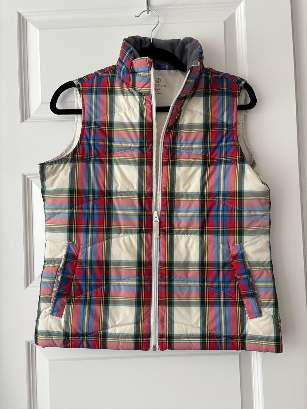 Lands' End Plaid Down Vest Size XS